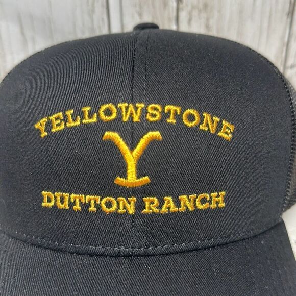 Yellowstone Dutton Ranch Black Trucker Hat Dad Cap Mesh NEW - Picture 2 of 7
